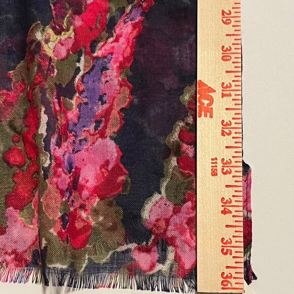 NWT Talbots Navy Floral Print Silk/Wool/Cashmere Blend Scarf - Picture 3 of 6